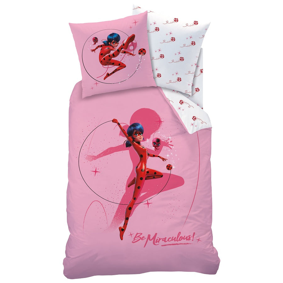 Miraculous Ladybug Bettwäsche 135 x 200 cm für Mädchen in Rosa