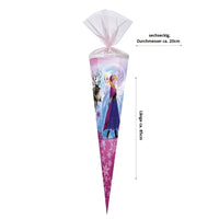 Große Schultüte 85 cm mit rosa Spitze, Anna und Elsa und Tüllverschluss