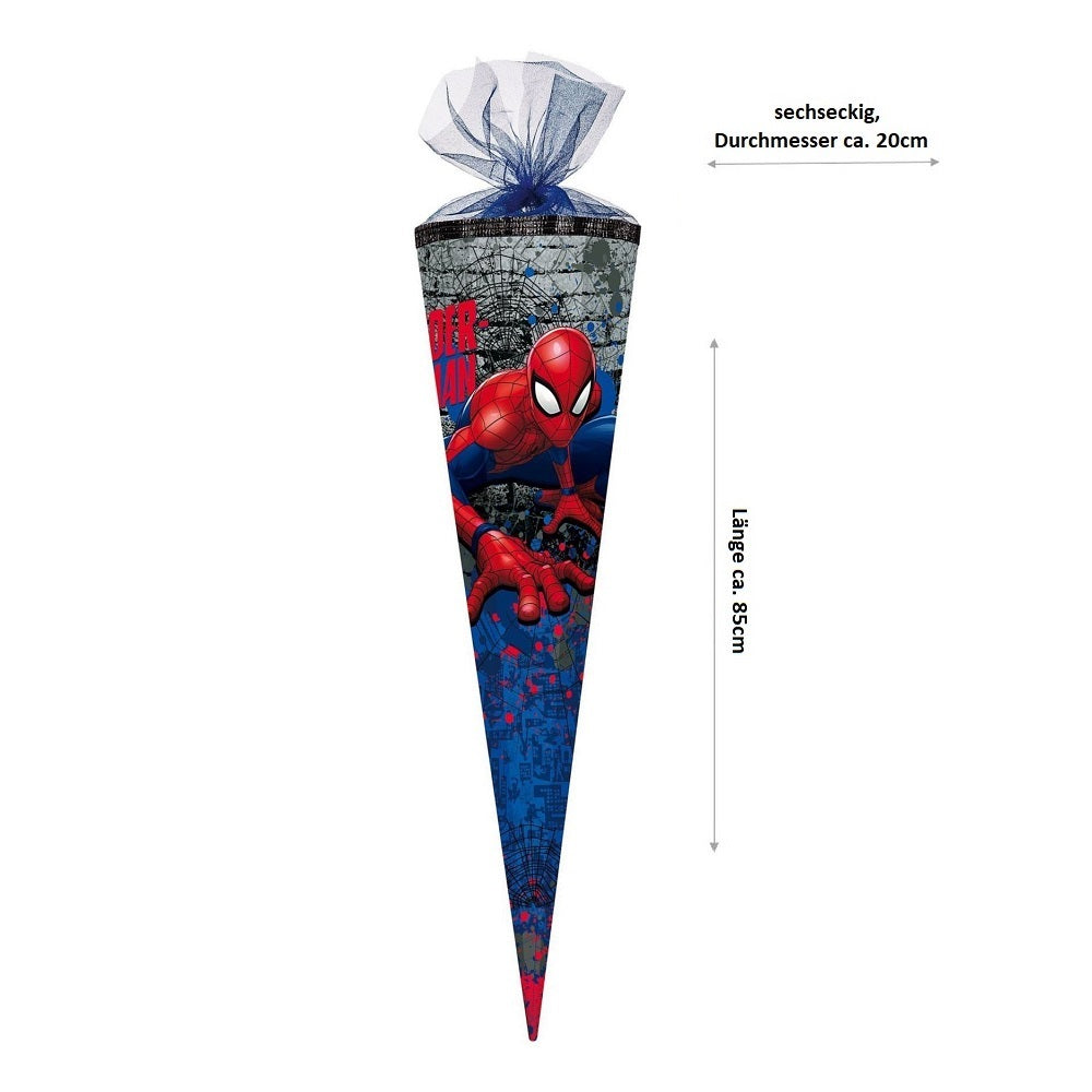 Nestler Schultüte / Zuckertüte 85cm Spiderman Motiv Blau Rot Grau