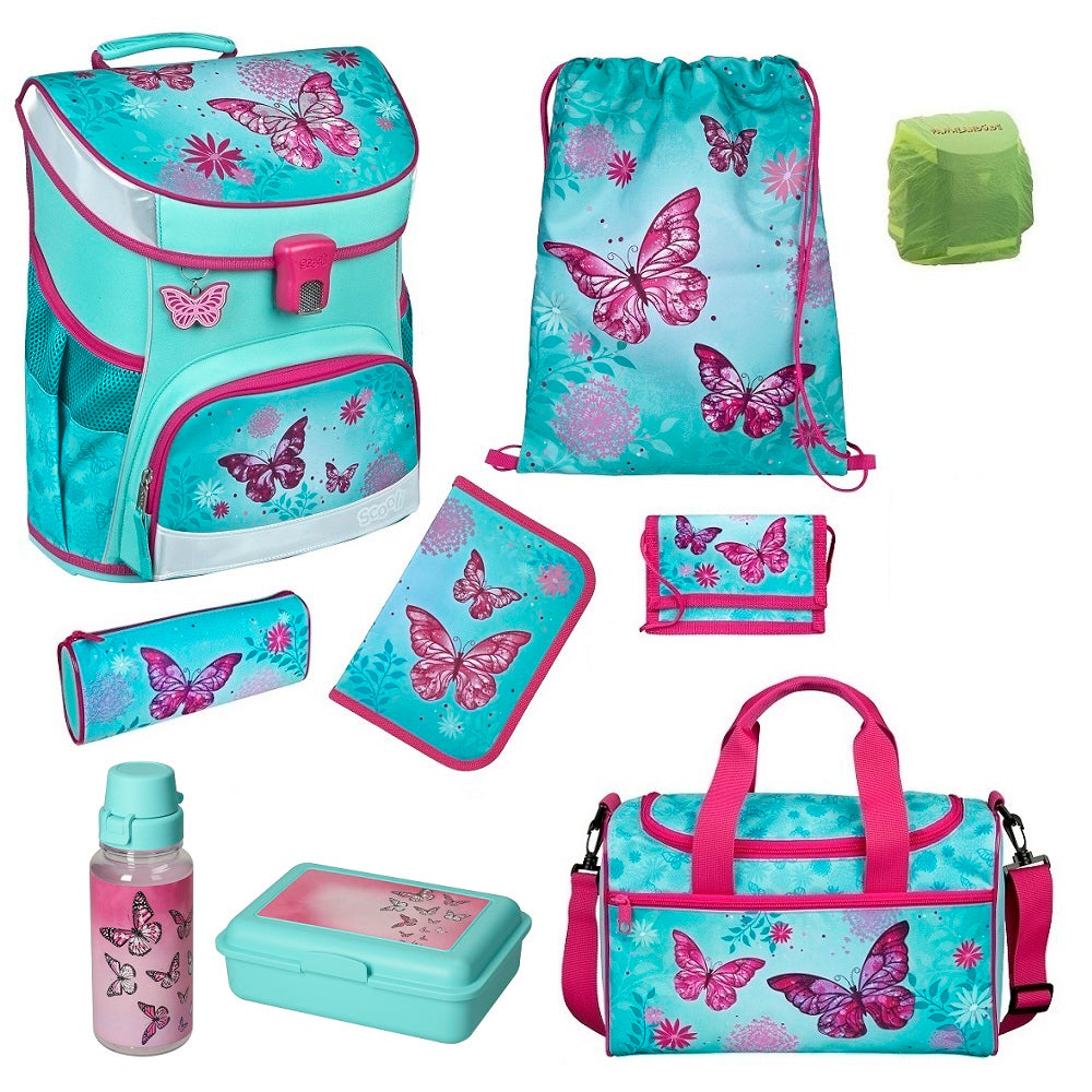 Butterfly Schultaschen Set Scooli CampusFit 9-teilig mit großer Sporttasche