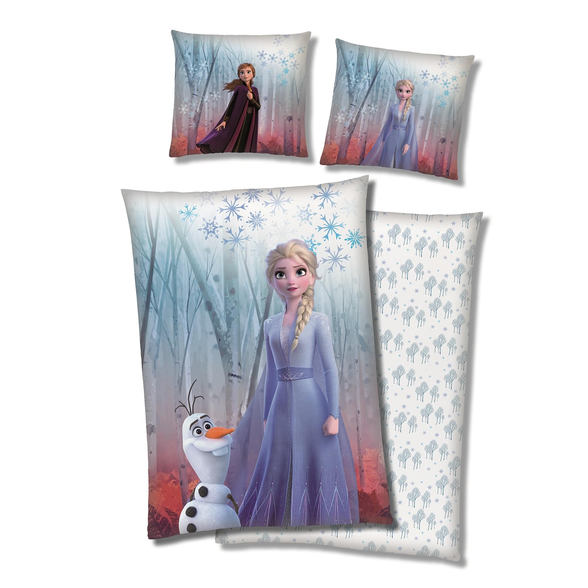 Frozen Anna und Elsa Microfaser Bettwäsche 135x200 cm Vorder- und Rückseite überlappend