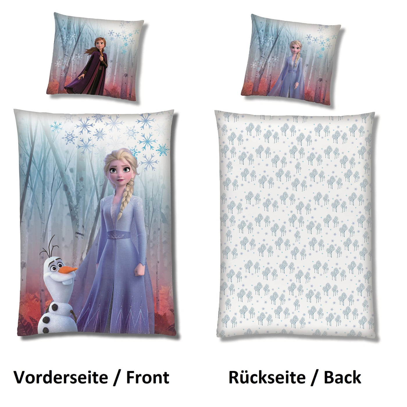 Frozen Anna und Elsa Microfaser Bettwäsche 135x200 cm Vorder- und Rückseite zusammen 