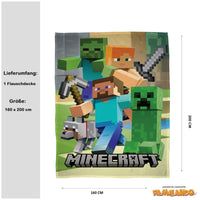 Größe der Minecraft Decke 160 x 200 cm