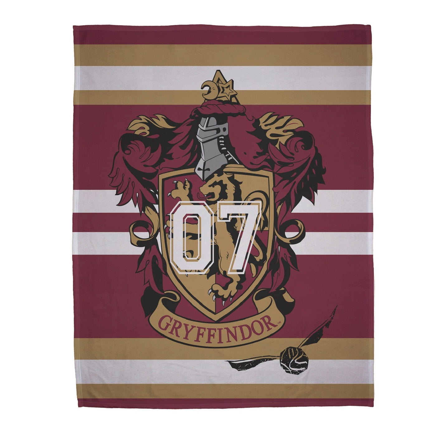 Harry Potter Tagesdecke in Rot mit weißen streifen und Gryffindor Wappen inkl. Nummer 07