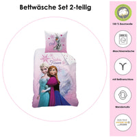 Infos Material und Waschhinweise Eiskönigin Bettwäsche Anna Elsa Olaf Pink Rosa Mädchen Frozen 