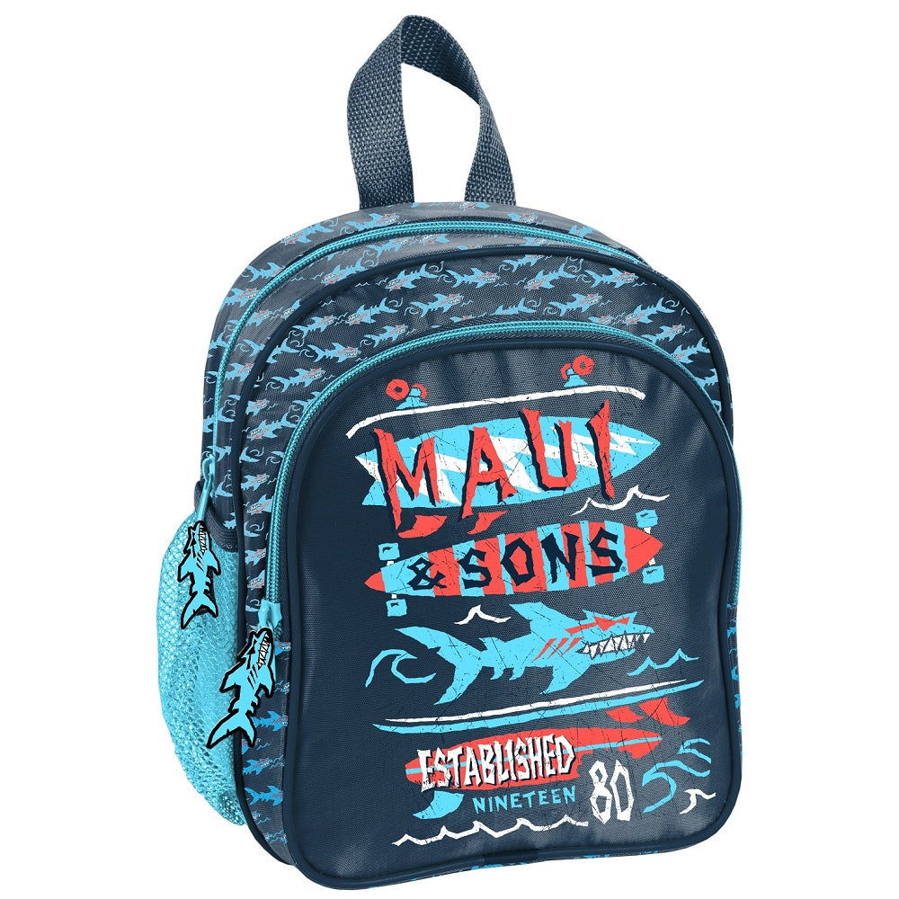 Maui & Sons Kindergarten Rucksack Set 4tlg. mit Hai-Motiv für KiTa Krippe Kindergarten Freizeit