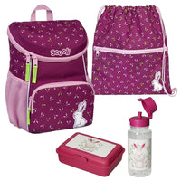 Scooli Mini-Me Kinder Rucksack Set mit Dose Flasche Turnbeutel Rosie Rabbit Häschen Violett