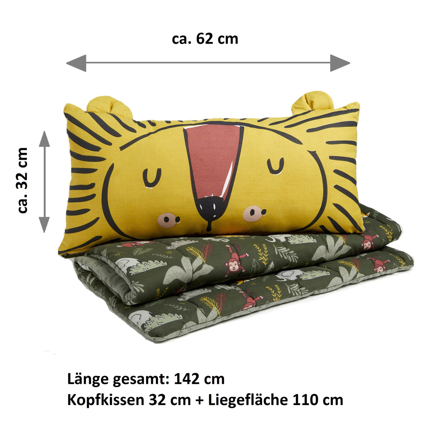 Bettwäsche Set für Kinder mit Dschungel Motiv 135x200 80x80 cm aus 100% Baumwolle Bettwäsche Geschwister-Set