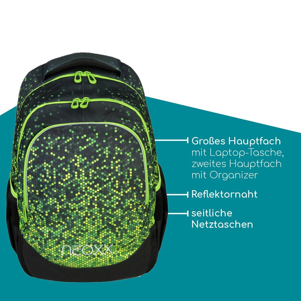 Neoxx Schulrucksack Pixel Grün