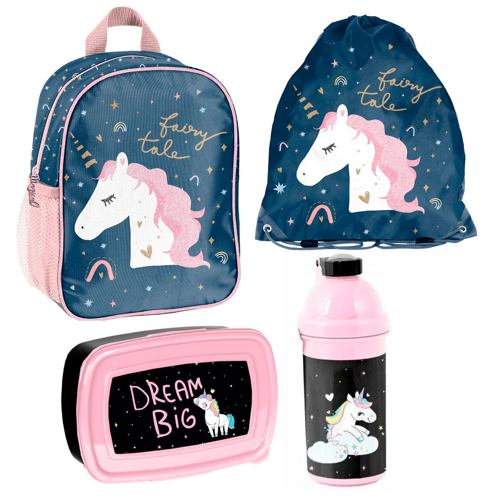 Kinder Rucksack Set 4-teilig Unicorn Einhorn