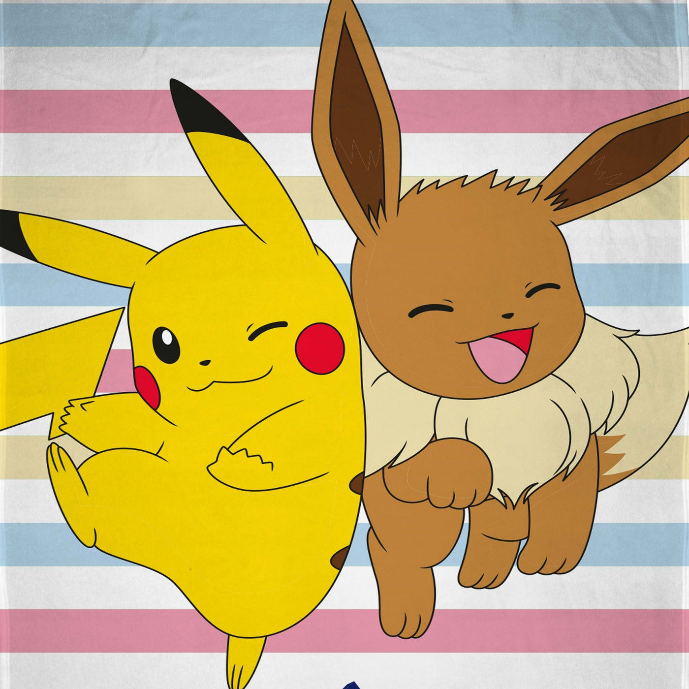 Detailansicht für Pokemon Pikachu Decke Kuscheldecke Evoli bunte Streifen