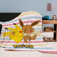 Sofadecke Pokemon Pikachu Decke Kuscheldecke Sofa bunte Streifen