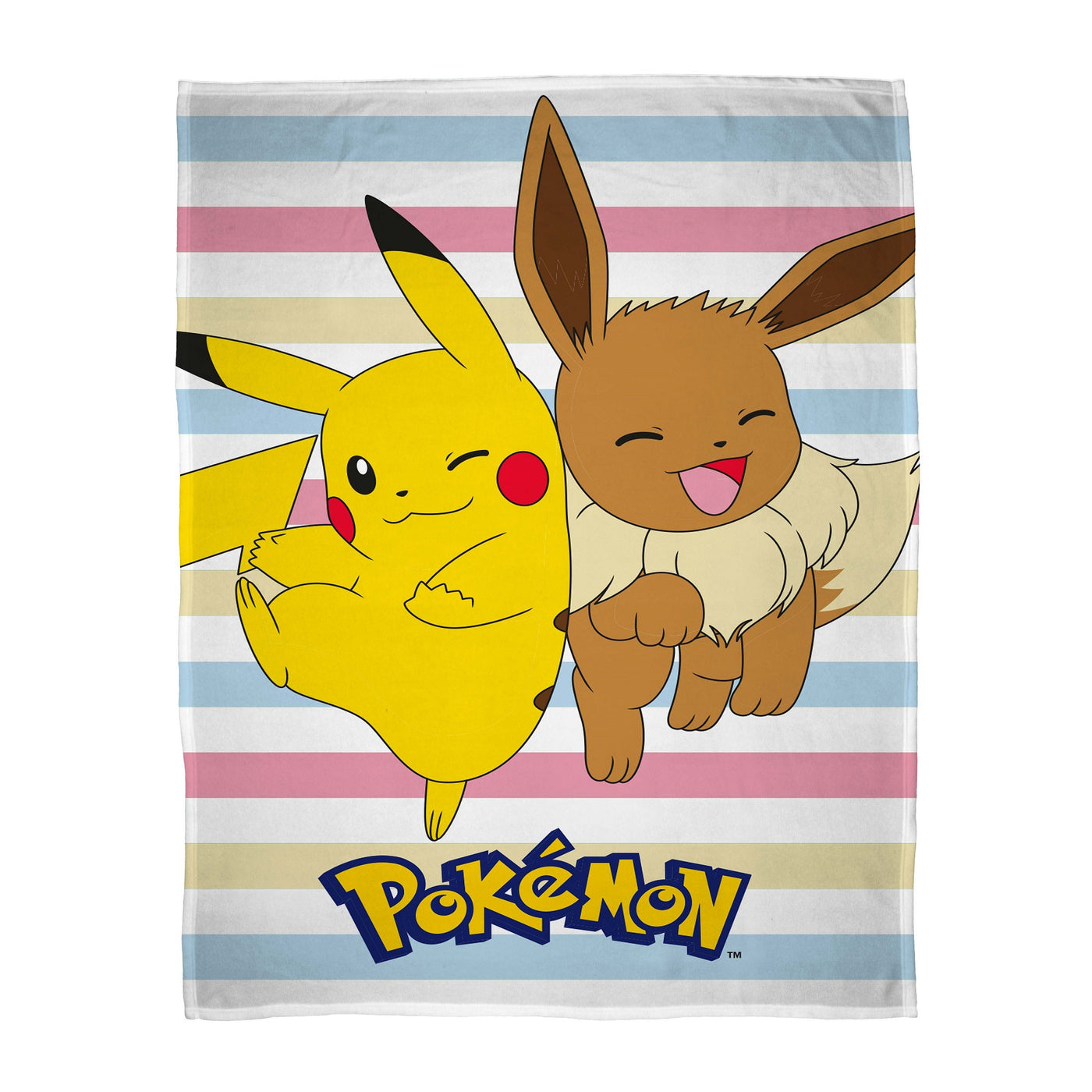 Pokemon Pikachu Decke Kuscheldecke Evoli bunte Streifen freigestellt