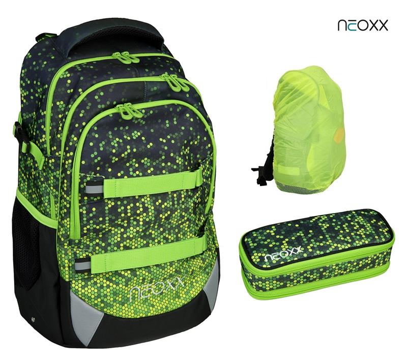 NEOXX Active Schulrucksack Set mit Regenschutz und passendem Schlamperetui