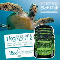 Banner "Plastic free planet" - Rucksack hergestellt aus 15 recycelten PET Flaschen