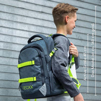 NEOXX Active Schulrucksack Boom 3tlg. Set mit Schlamperbox und Regenschutz