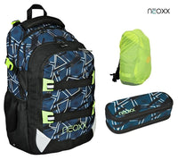 NEOXX Active Schulrucksack Flash yourself 3tlg. Set mit Schlamperbox und Regenschutz