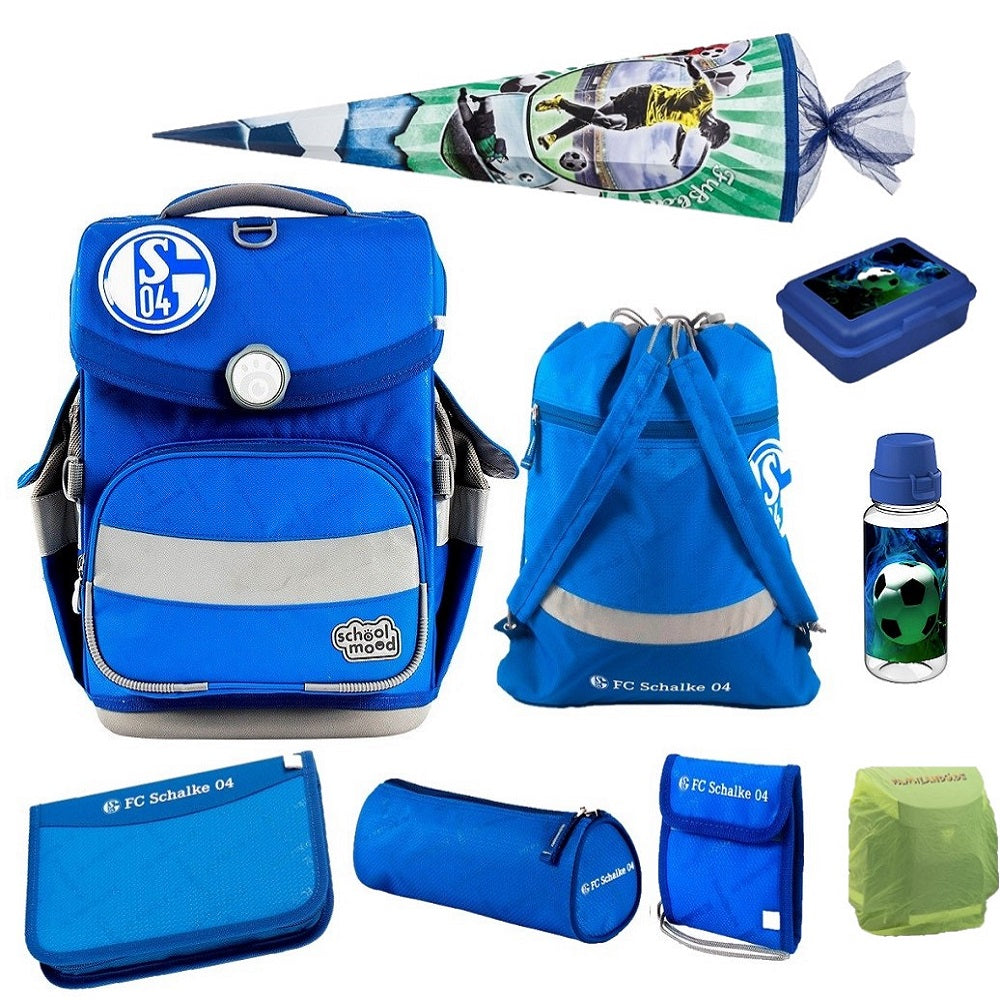 School Mood Timeless Air+ Fußball Schulranzen Set mit FC Schalke 04 Motiv Blau für Jungen 1. Klasse