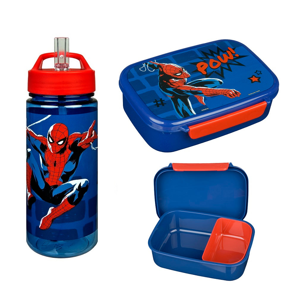 Spiderman Brotzeitdose und AERO Trinkflasche 400ml im Set