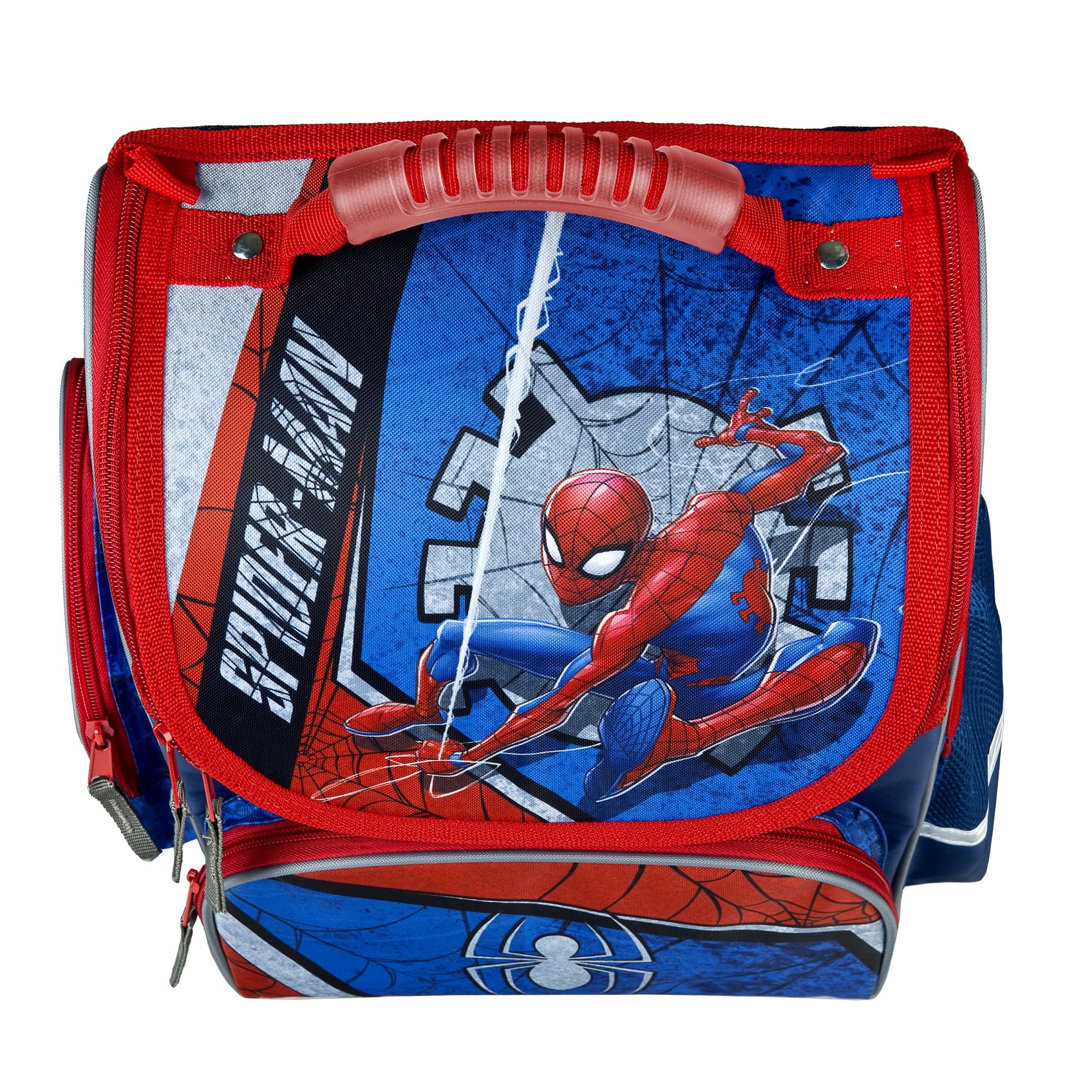 Spiderman Schulranzen Ansicht Deckel mit Spiderman und Schriftzug