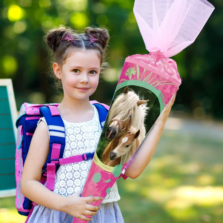 große Pferde Schultüte 85cm Pferd Pony Zuckertüte rosa pass. zum Schulranzen