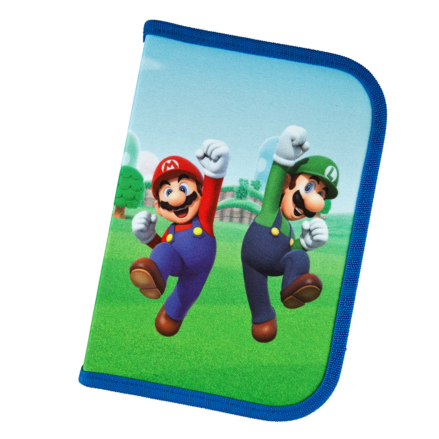 Super Mario Federmäppchen in blau und grün mit Mario und Luigi