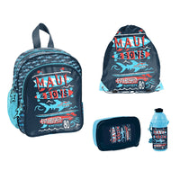 Maui & Sons Kindergarten Rucksack Set 4tlg. mit Hai-Motiv für KiTa Krippe Kindergarten Freizeit