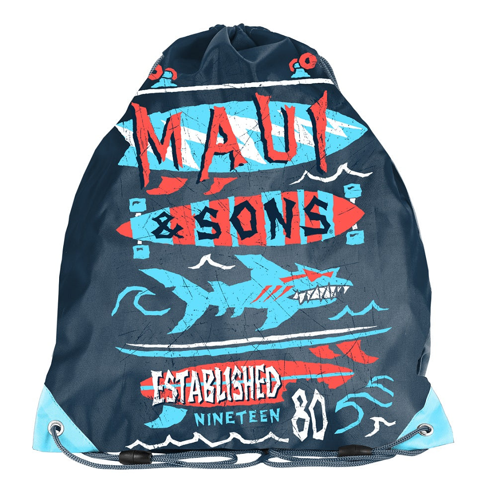 Maui & Sons Kindergarten Rucksack Set 4tlg. mit Hai-Motiv für KiTa Krippe Kindergarten Freizeit